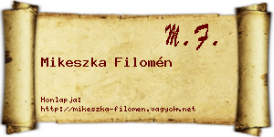 Mikeszka Filomén névjegykártya